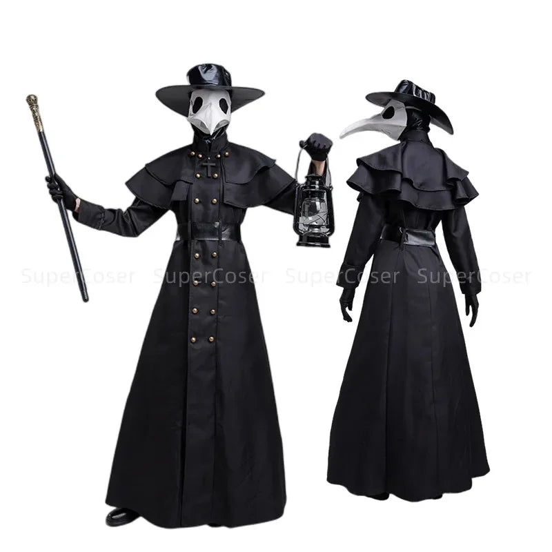 Men's Medieval Hooded Cloak Costume with Mask & Hat