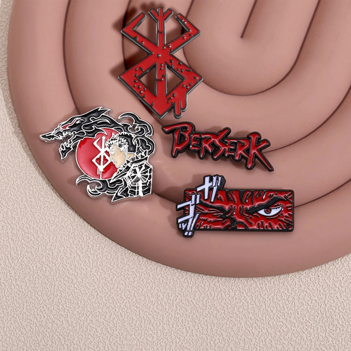 Red Fantasy Face Brooch Lapel Pin for Bags and Clothing
