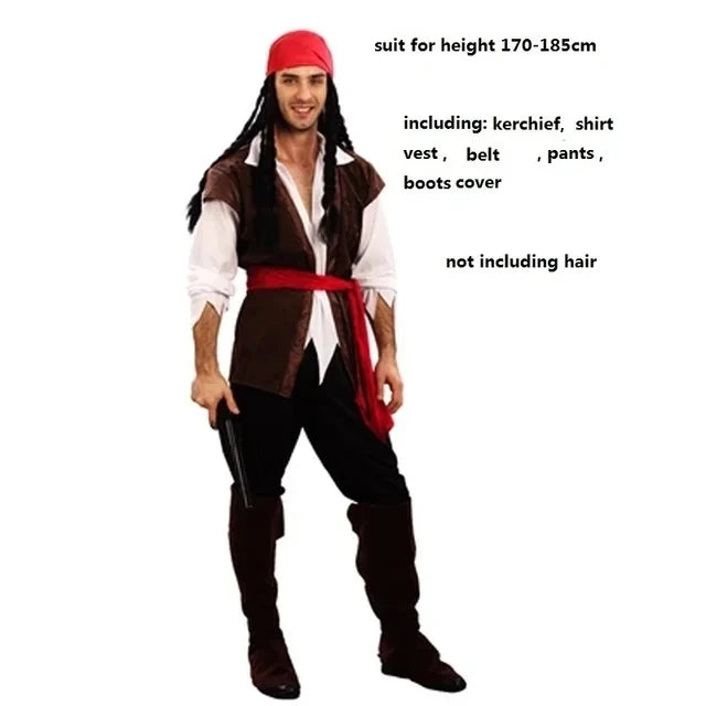 Adult Pirate Captain Costume Set for Halloween & Carnival