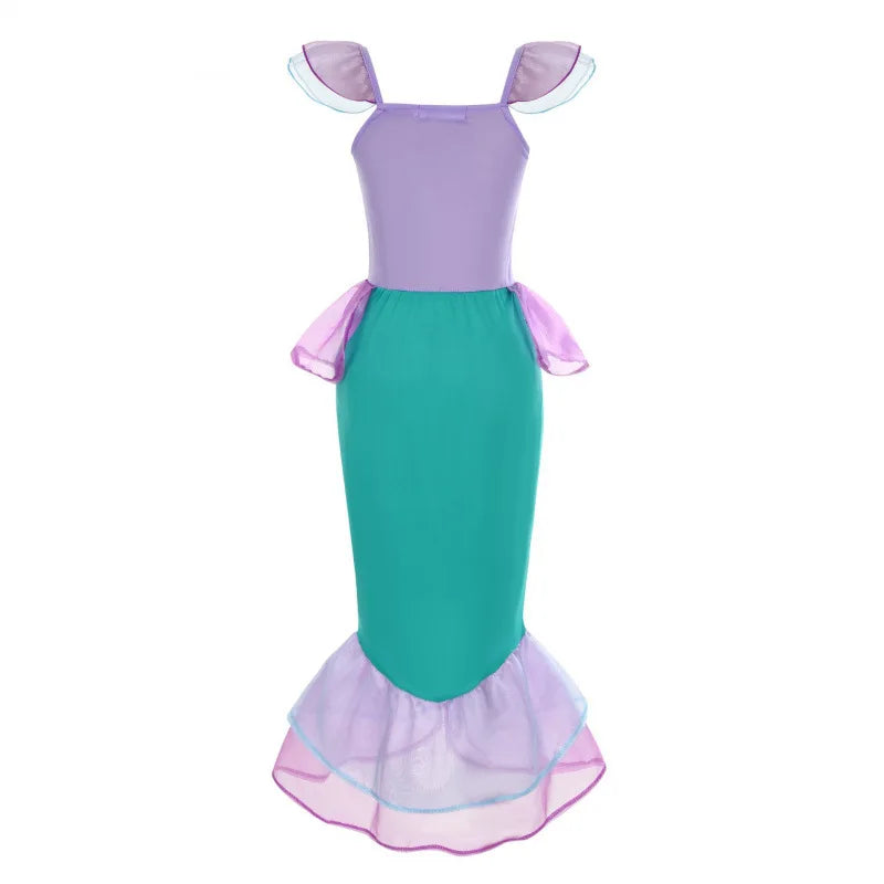 2026 Halloween Kid Purple Mermaid Dress Princess Perform Clothes Baby Girl Birthday Party Christmas Cosplay Dress Suit for Girls