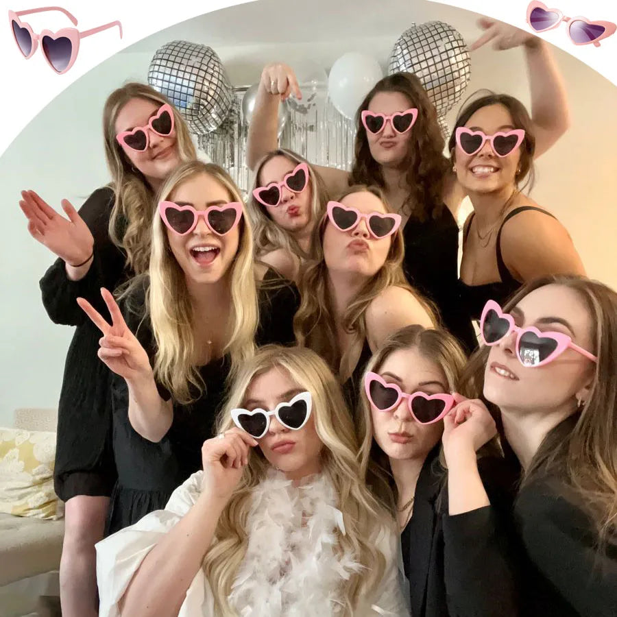 12-120Pcs Wedding Heart Sunglasses with Pen Personalised Heart Glasses Bachelorette Party Sunglasses for Wedding Party Favors