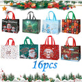1-16PCS Large Christmas Gift Bags, Christmas Tote Bags with Handles(32.5x25*17cm), Multifunctional Christmas Bags for Gifts