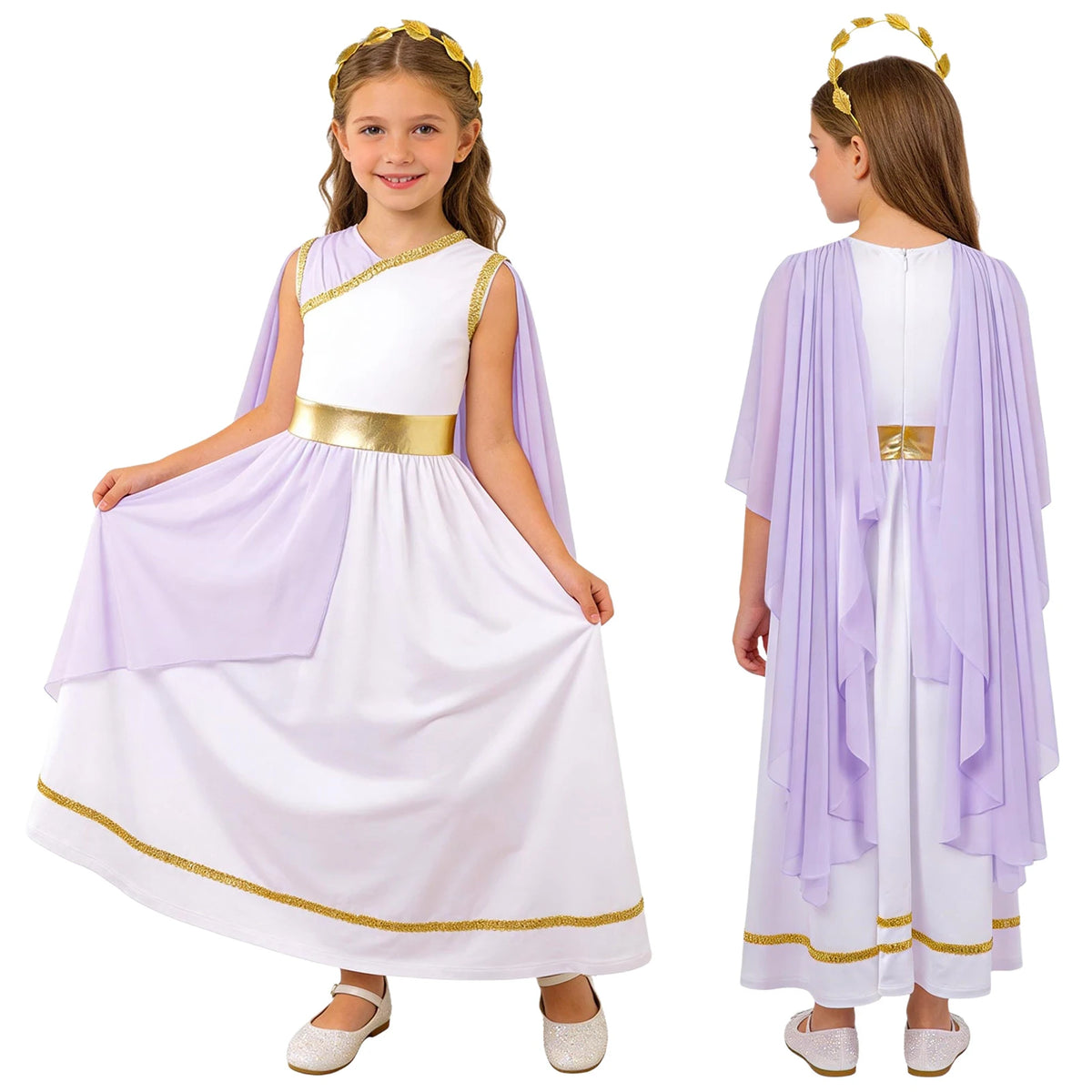 Girls Ancient Greek Goddess Toga Costume for Halloween