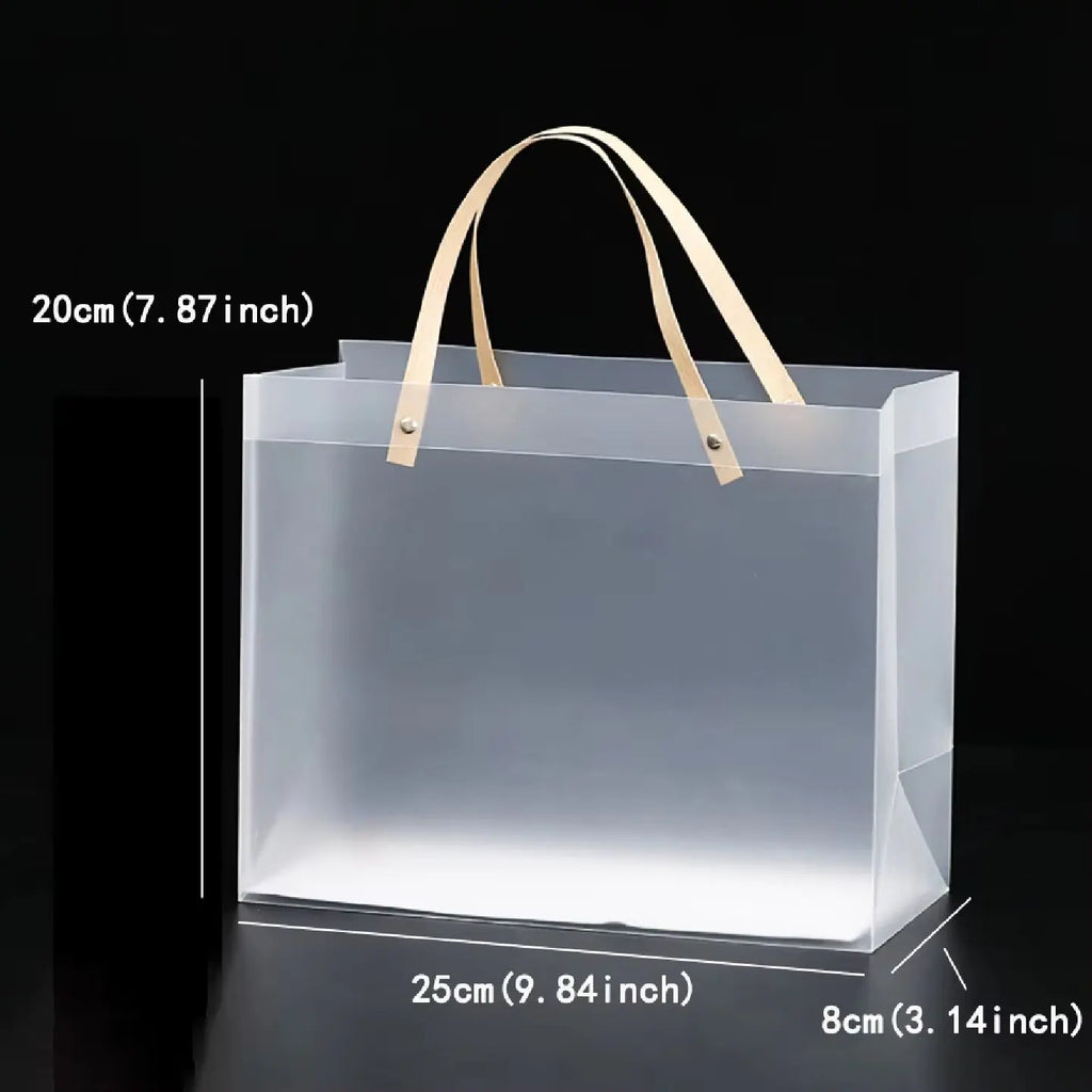 10PCS Transparent Frosted Plastic Handbag Made of High Quality Plastic with Simple and Fashionable Style Transparent Frosted