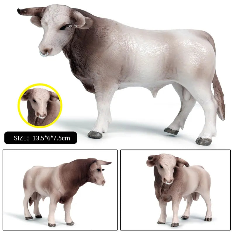 Oenux Farm Animals Bullfighting Cowboy Simulation Poultry Cattle Calf Bull OX Action Figures Collection Pvc Model Toy Kids Gift