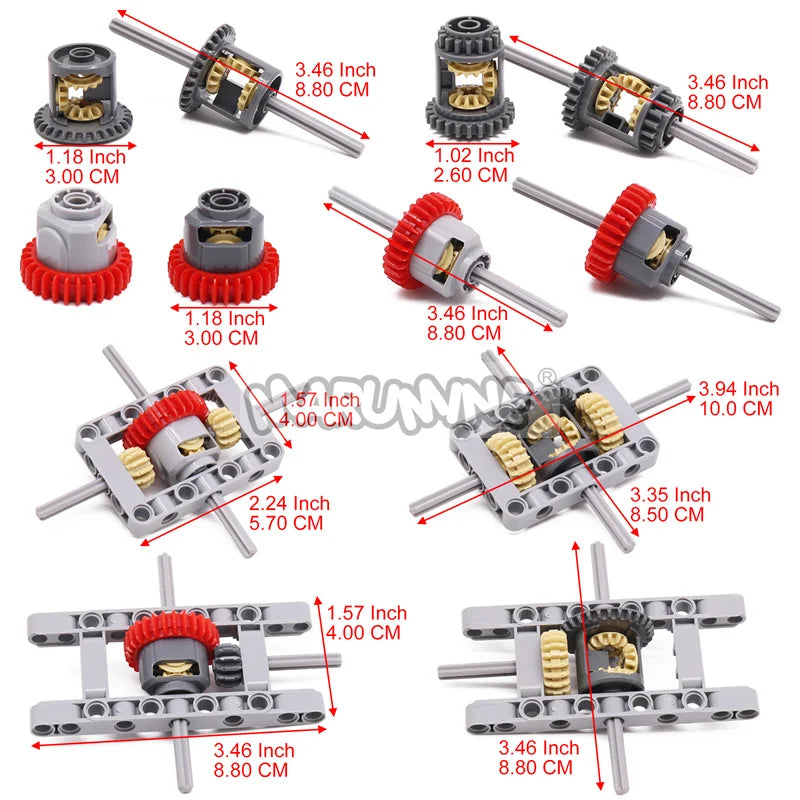 MOC High-Tech Differential Gear Building Blocks Parts for Technology Mechanical Bricks Wheels 62821 65414 6573 6589 64178 64179