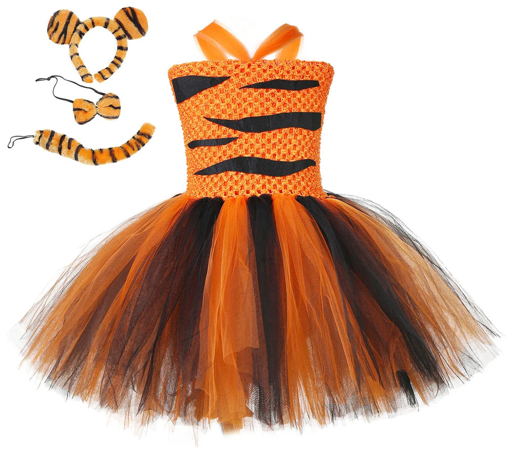Cute Girls Jungle Theme Animal Costume Elephant Zebra Gray Wolf Suit Dress Halloween Baby Birthday Party Gorgeous Princess Gift
