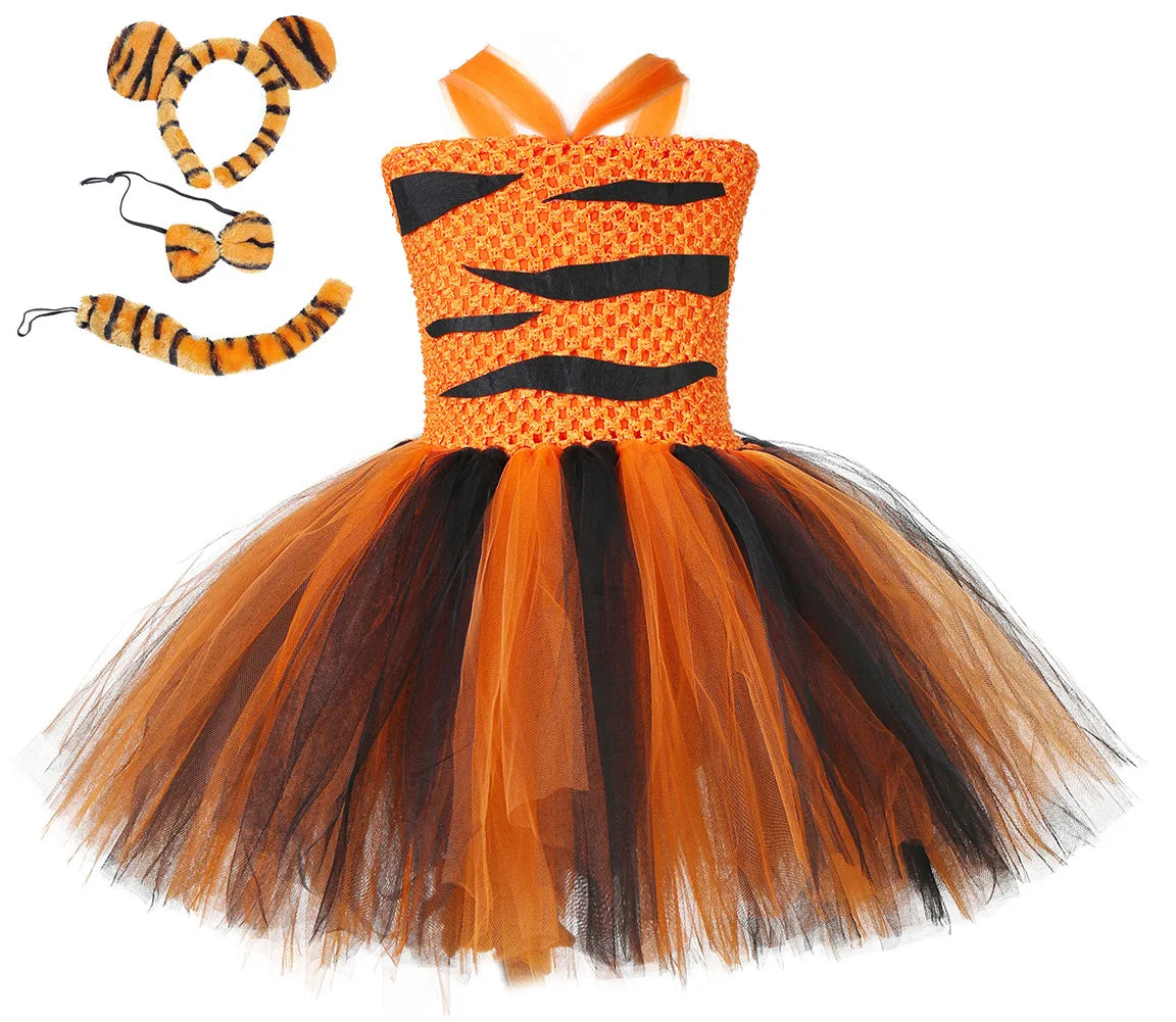 Cute Girls Jungle Theme Animal Costume Elephant Zebra Gray Wolf Suit Dress Halloween Baby Birthday Party Gorgeous Princess Gift