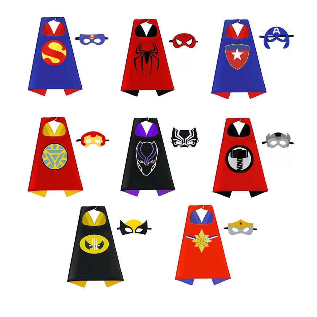 8-Piece Superhero Cape Set for Kids Halloween & Dress-Up Parties