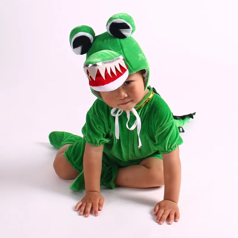 Green Unisex Toddle Children Adults Plush Animal Cosplay Crocodile Pajamas Fancy Dress Jumpsuit Costume Gifts Set Halloween