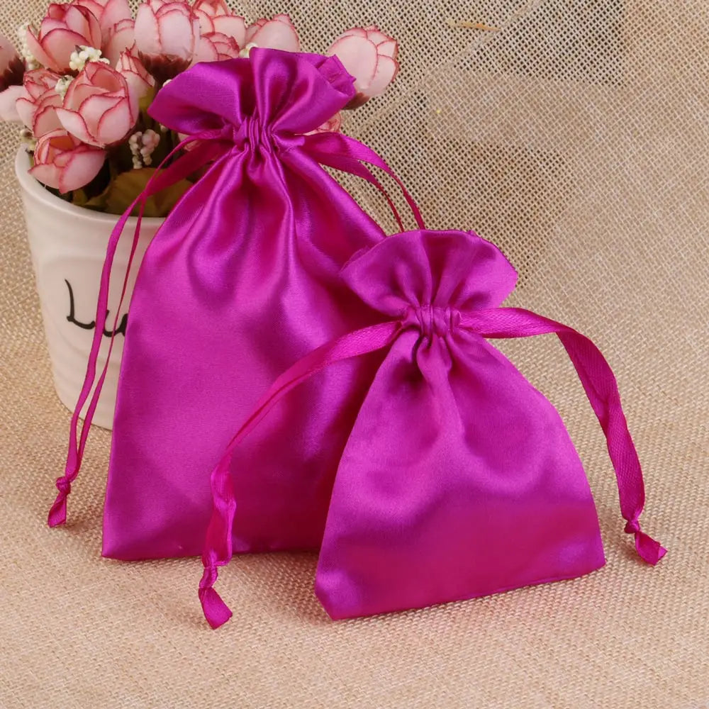 10/25/50pcs/lot Silk Jewelry Gift Bag Satin Drawstring Pouch For Wedding Party Candy Bag Luxury Jewelry Packing