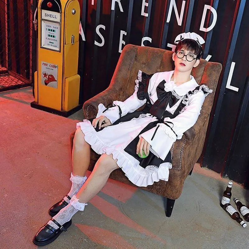 Women's Kawaii Maid-Inspired Cosplay Dress with Apron