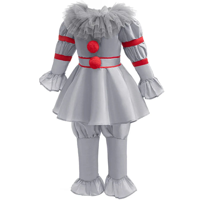 Kids Horror Clown Costume Puff Sleeve Top & Pants