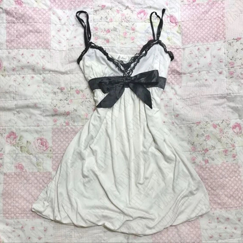 Women’s Lace Bow Dress Y2K Retro Punk Streetwear