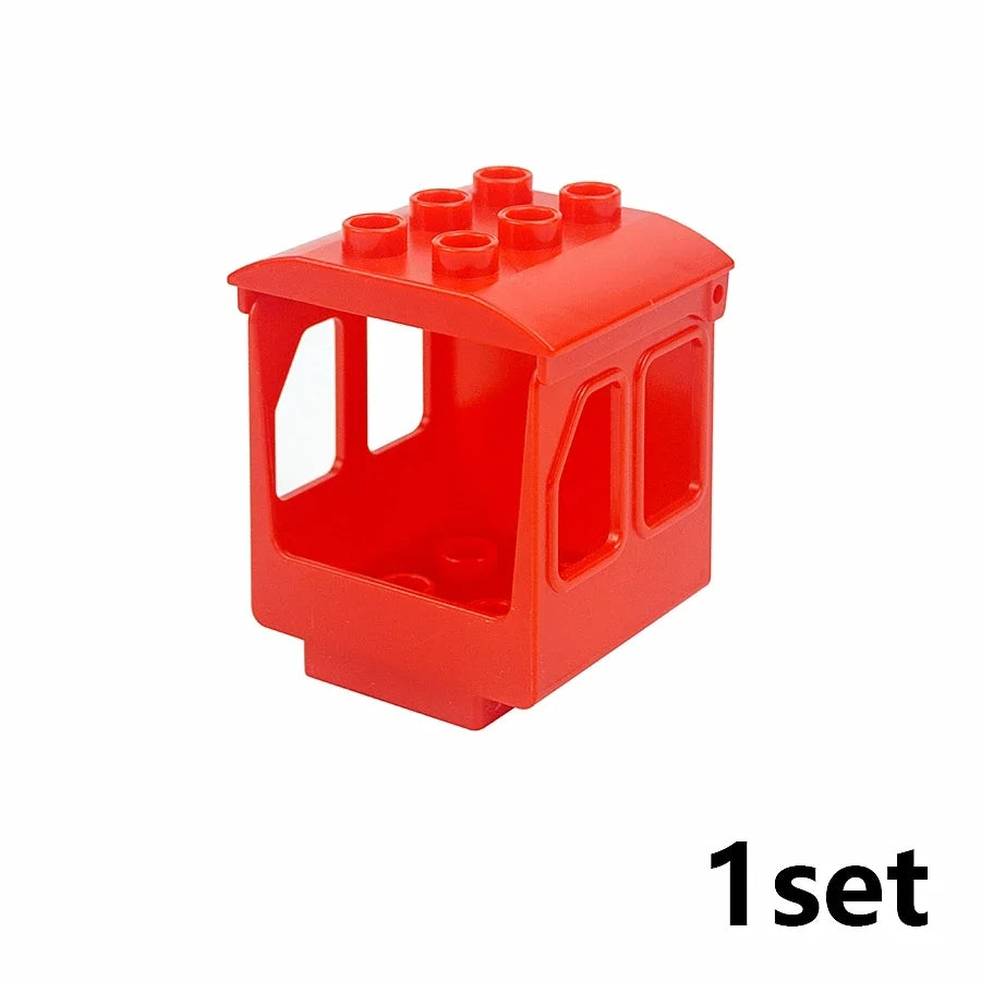 City View Large Building Bricks Wheel Bridge Big Size Track Bricks Train Straight Curved Switch Railway Compatible Duploes Toys
