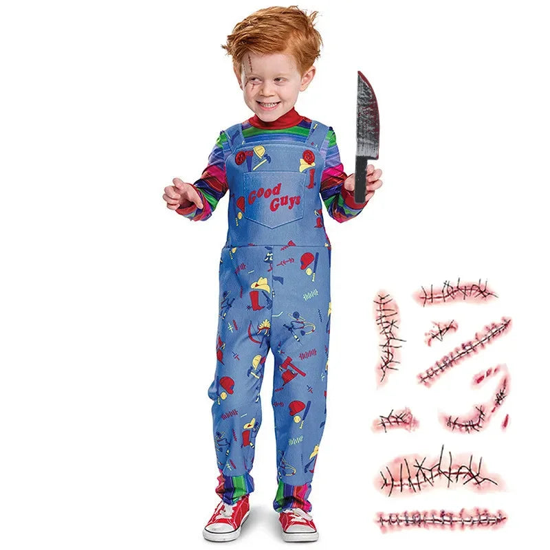 Horror Doll Halloween Costume for Girls with Tattoo Stickers