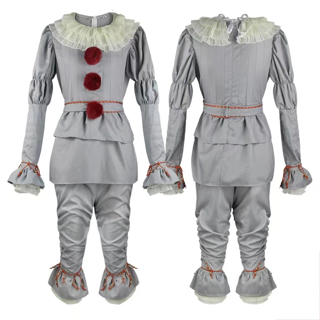 Golden Silver Horror Clown Costume Suit for Halloween
