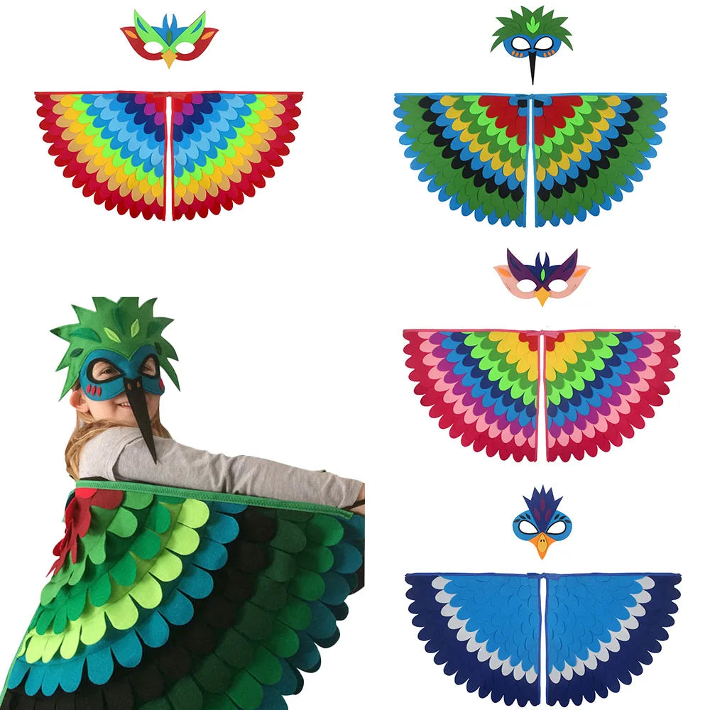 Owl Wings Costume Cape with Matching Animal Mask