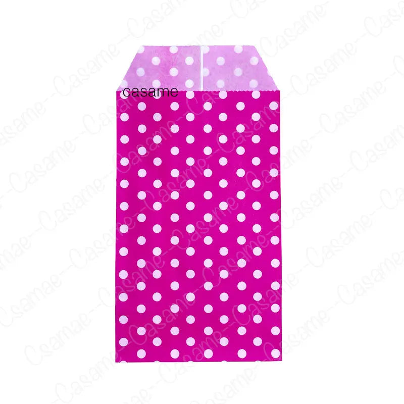 50pcs 15*10CM Wave Dot Kraft Paper Candy Biscuit Bags Packing Pouch Popcorn Bag Birthday Wrapping Supplies Pastry Tool