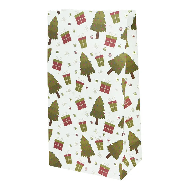 10pcs Kraft Paper Candy Cookie Bag Santa Claus Snowman Christmas Gift Packing Bags Xmas Navidad New Year Party Decor Supplies