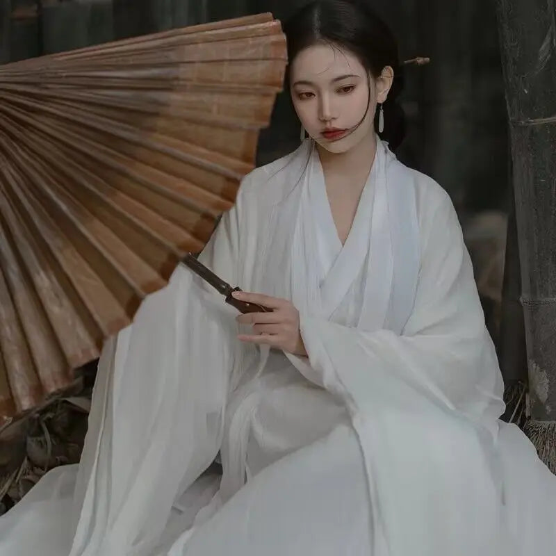 White Hanfu-Inspired Cosplay Dress for Women