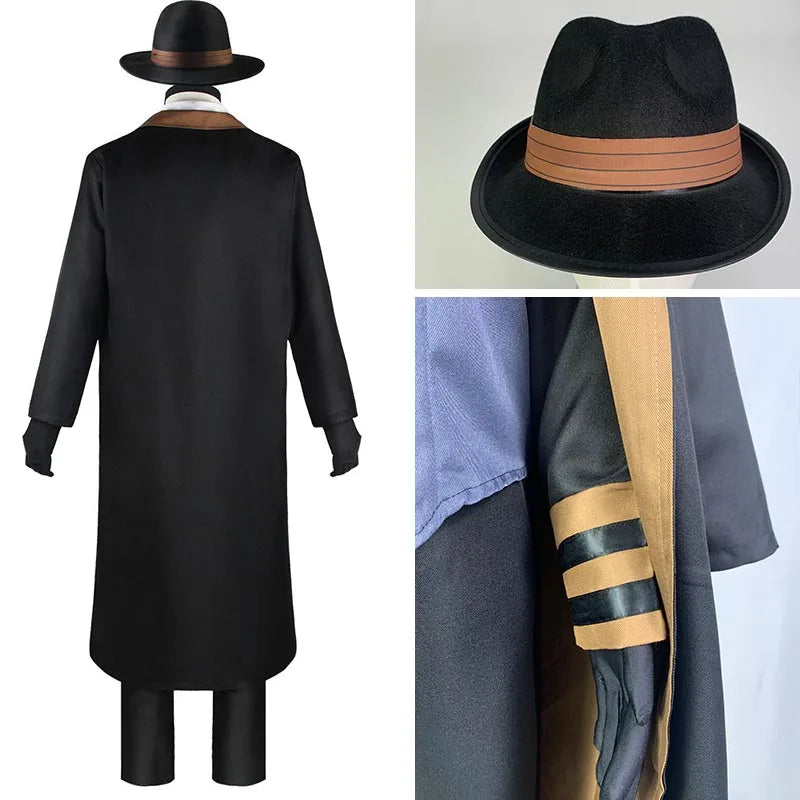 Detective-Inspired Cosplay Costume with Hat Trench Coat