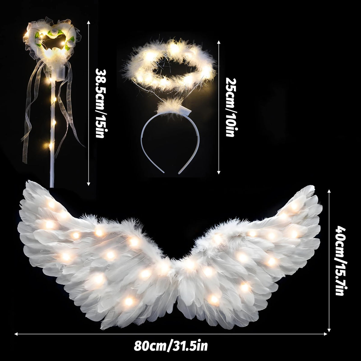 Angel Wing, Halo and Fairy Wand Costume Set