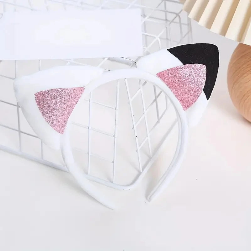 Girls Glitter Cat Ear Headband for Halloween and Dress Up