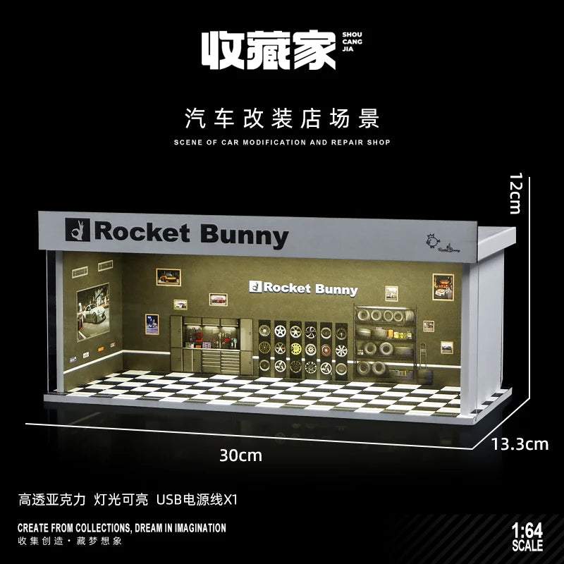 1/64 Model Parking Space  Car Parking Space with lights Simulated decoration scene (figures and cars not included)