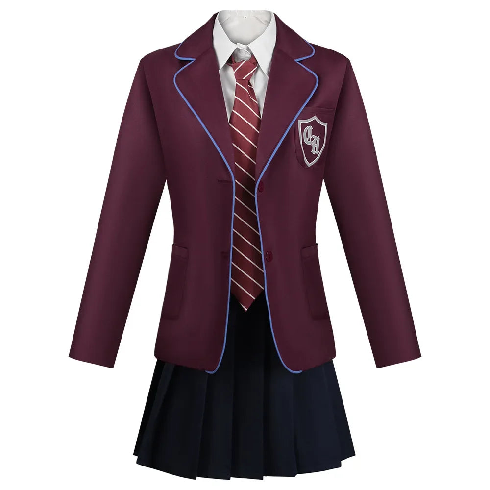 Girls School Uniform Cosplay Costume with Coat, Skirt & Tie