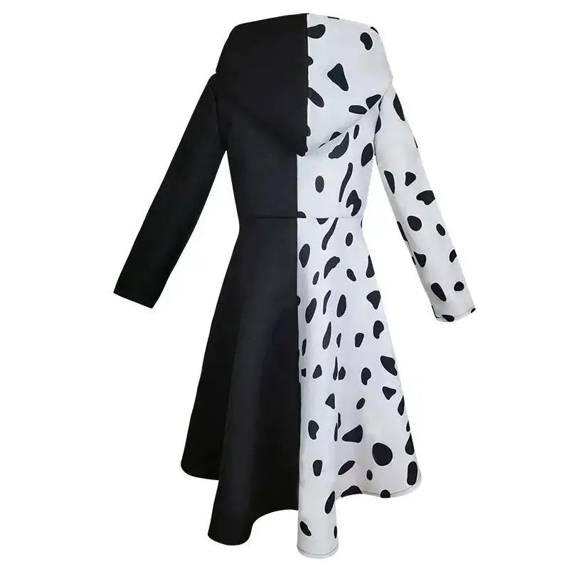 Girls Black & White Dalmatian Print Jumpsuit Costume