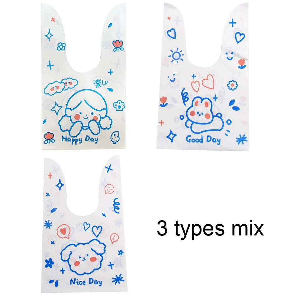 10/50pcs/lot Cute Rabbit Ear Bags Cookie Plastic Bags&Candy Gift Bags For Biscuits Snack Baking Package And Event Party Supplies
