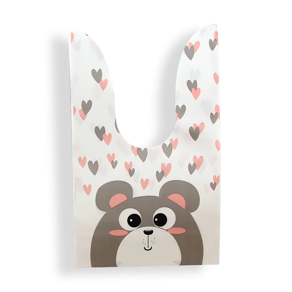 10/50pcs/lot Cute Rabbit Ear Bags Cookie Plastic Bags&Candy Gift Bags For Biscuits Snack Baking Package And Event Party Supplies