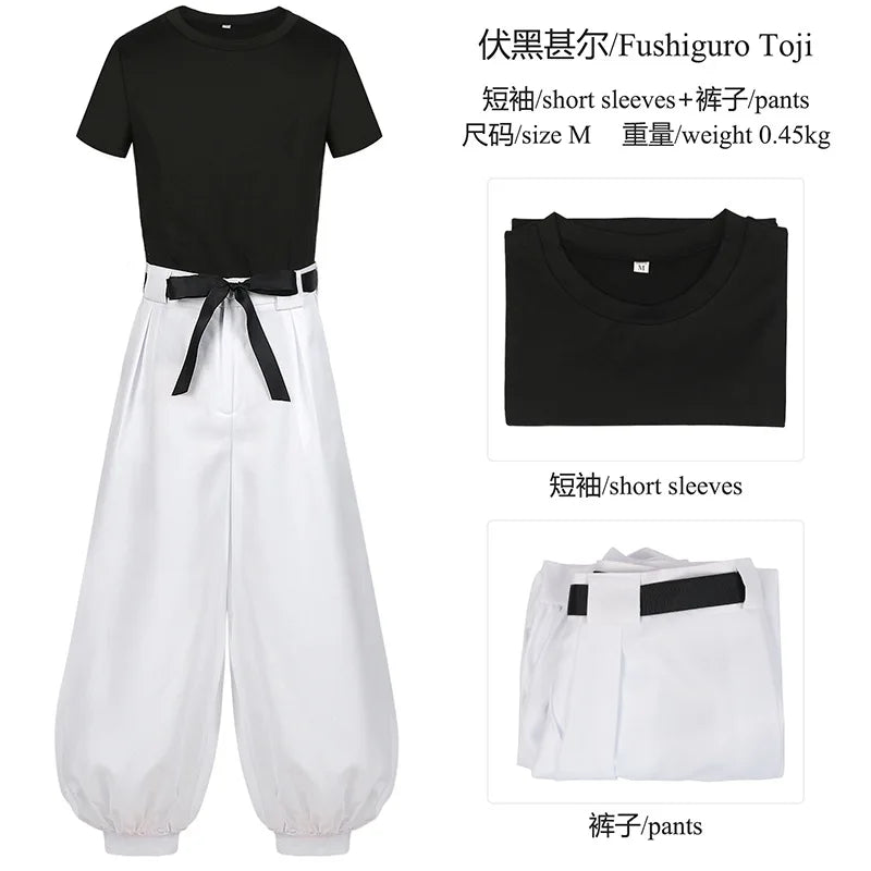 Anime-Inspired T-Shirt Cosplay Set with Wig & Pants