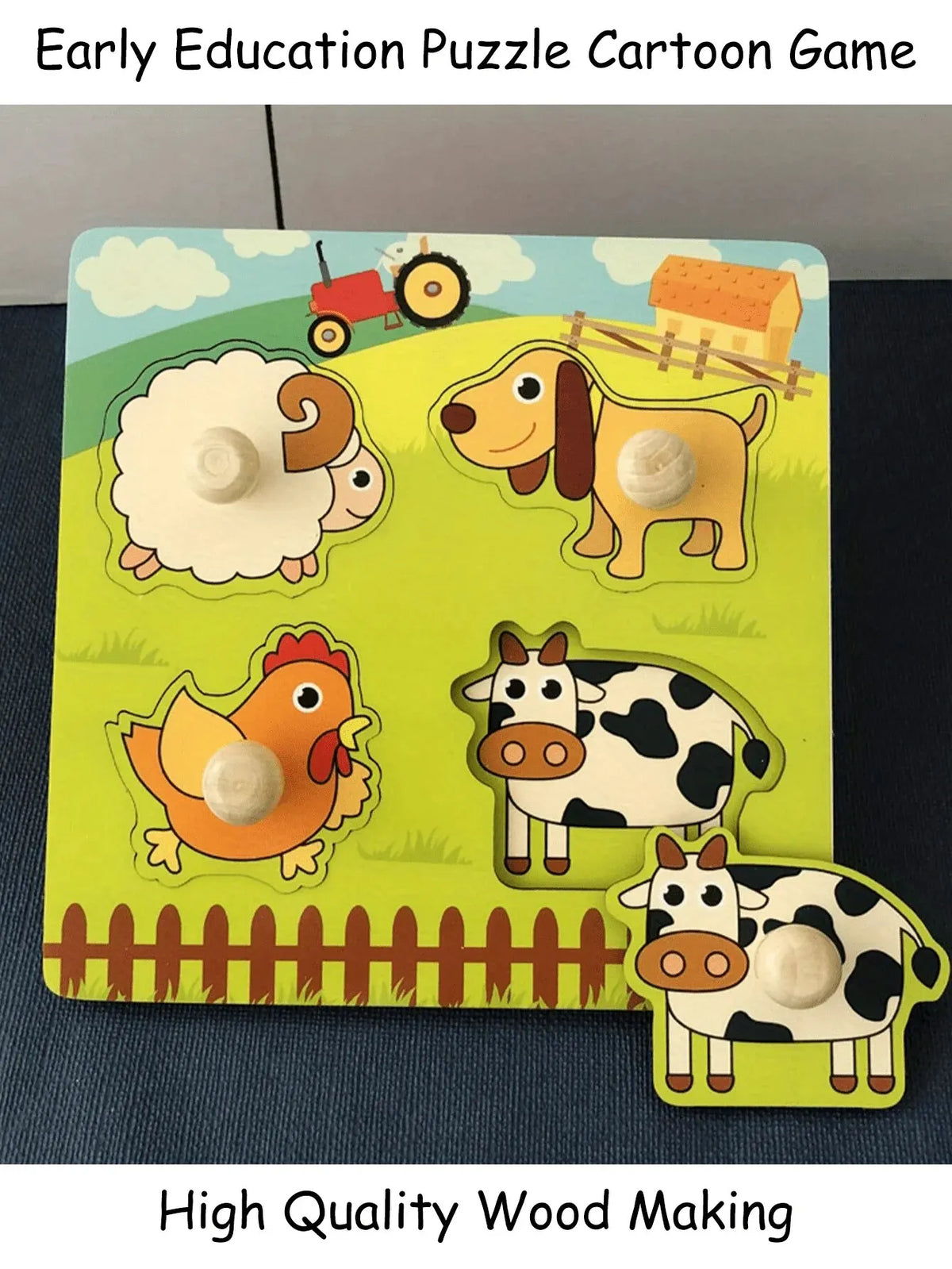 1 Set Shape Matching Farm Animals Puzzle Children's Enlightenment Early Education Cognitive Benefits Intelligence Toys