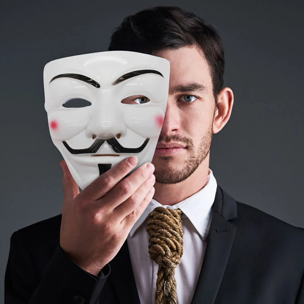Black White Anonymous Style Halloween Cosplay Face Mask