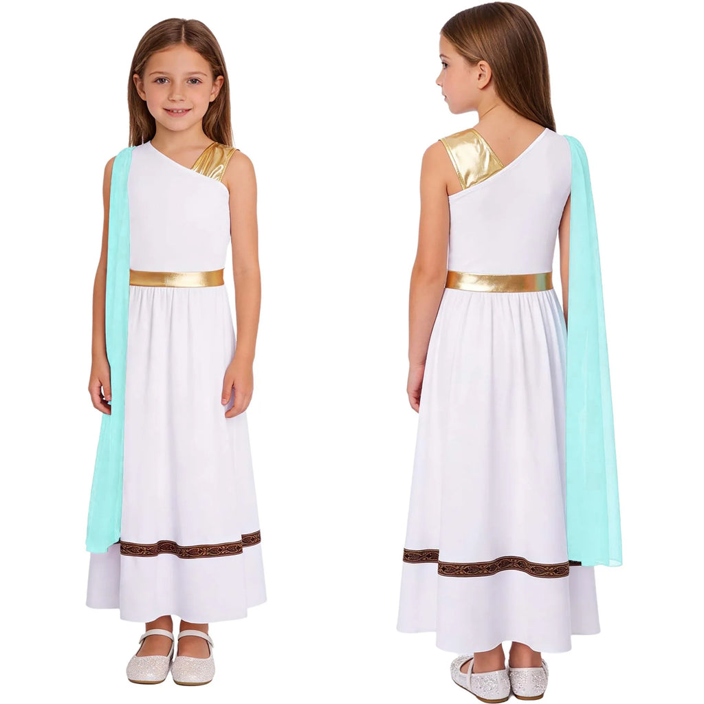 Girls Ancient Greek Goddess Toga Costume for Halloween