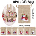 6pc Christmas Linen Drawstring Bags Burlap Gift Bags Candy Biscuits Pouchs for Home Decor 2025 Xmas Navidad Noel Gift Packaging