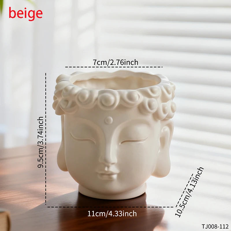 Zen Buddha Statue Resin Planter Flower Pot Home Courtyard Garden Decor Handicraft Ornament Indoor Outdoor Green Plant Gift