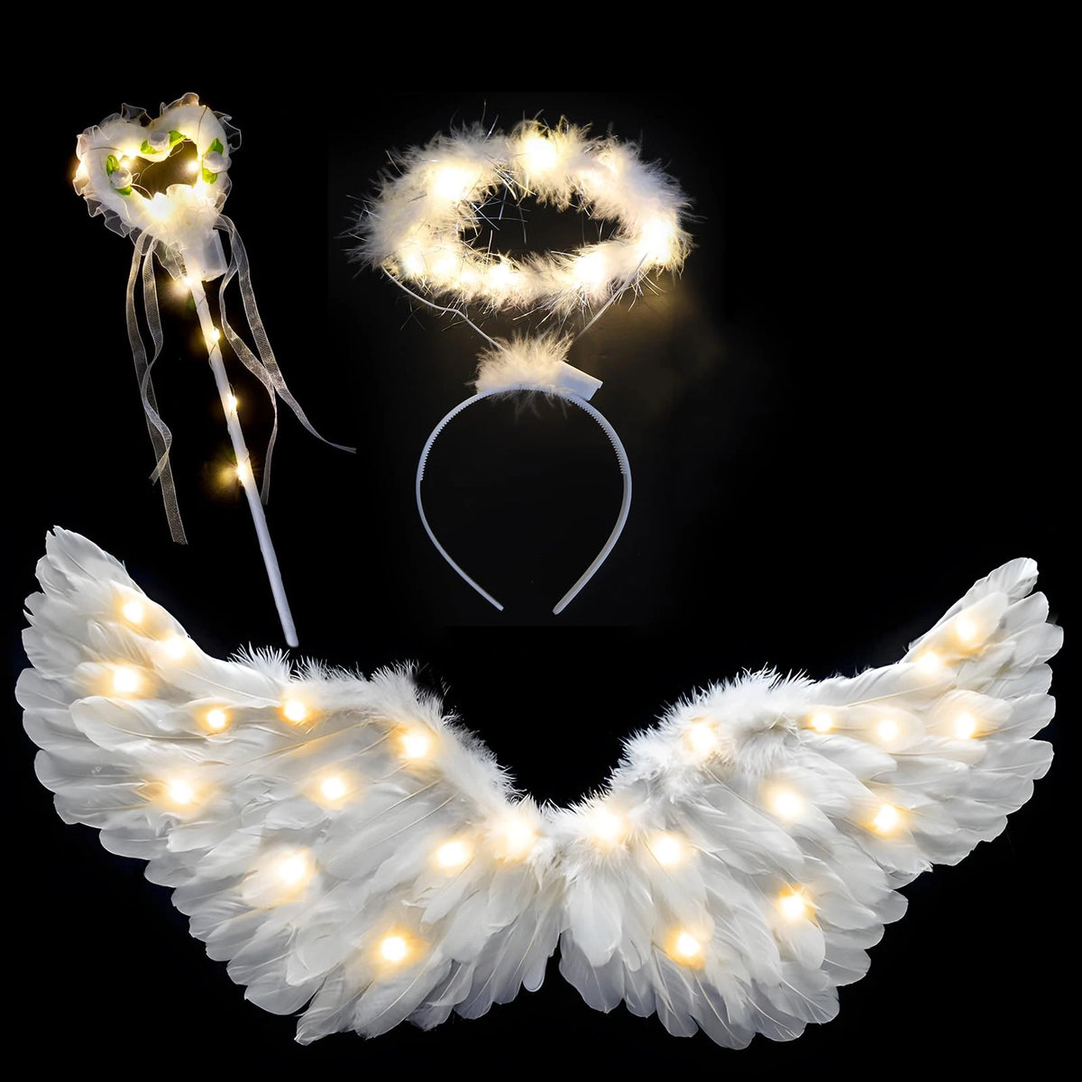 Angel Wing, Halo and Fairy Wand Costume Set