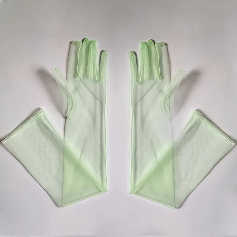 Ladies' Festival Colorful Long Satin Transparent Gloves with Fingers Black White Red Sexy Dance Party Theme Halloween