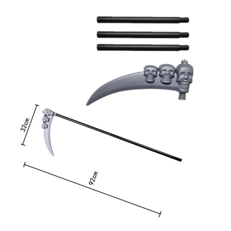 Kids Reaper Costume with Hood Scythe & Glowing Glasses