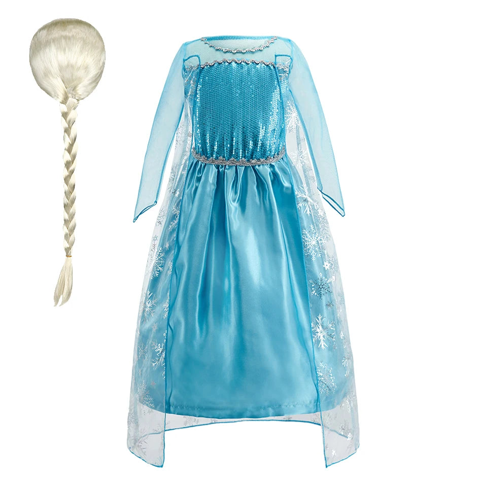 Girls Sequined Snow Queen Dress, Winter Princess Costume