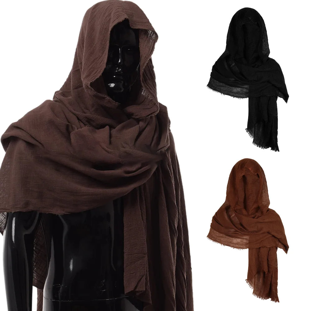 Men's Medieval Hooded Cloak Scarf for Halloween & Cosplay