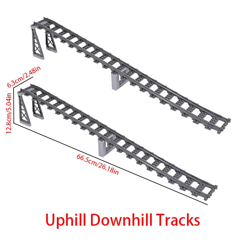 City Trains DIY Building Blocks Straight Curved Rail Bricks Parts Bridge Tunnel Model Soft Flexible Cross Tracks Railway MOC Toy