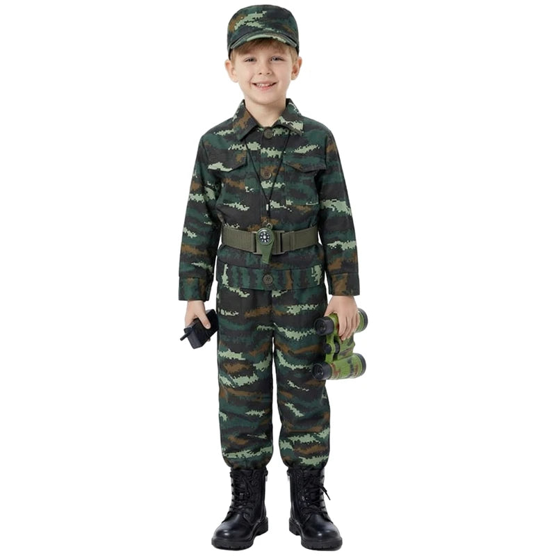 Kids Camouflage Soldier Costume Set with Compass & Whistle