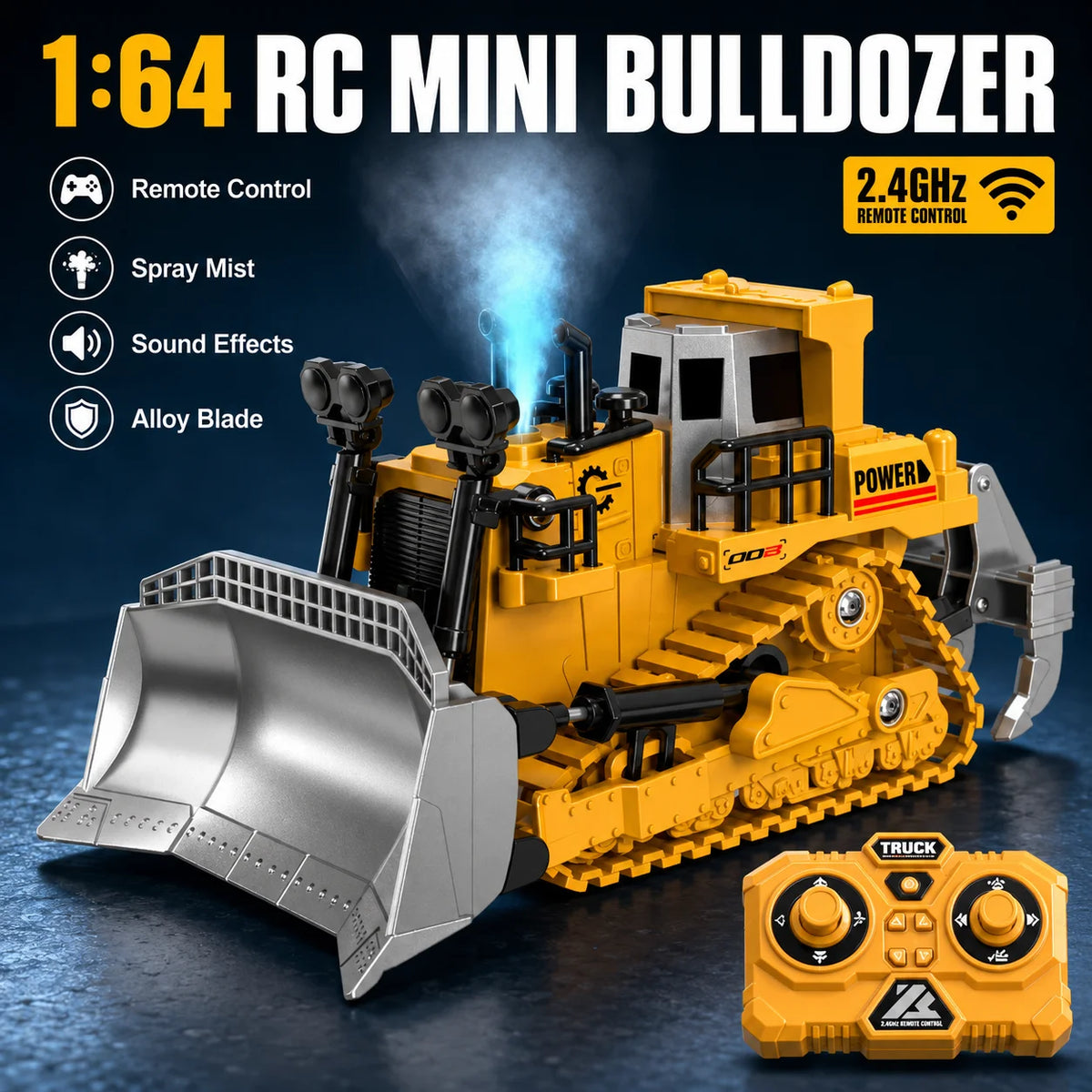 1:64 2.4G RC Mini Alloy Car Forklift with Trailer Excavator Desktop Game Remote Control Engineering Lift Truck Child's Toy Gifts