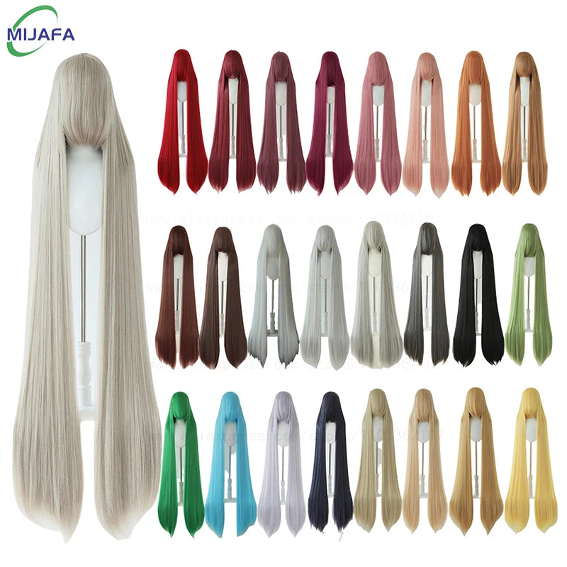 150cm Long Straight Cosplay Wig with Bangs Heat Resistant