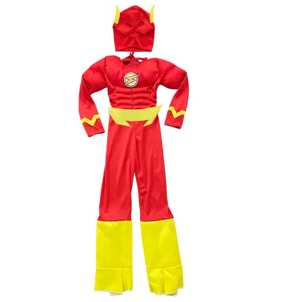 Unisex Superhero Muscle Costume Set with Mask & Headgear