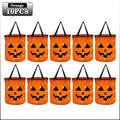 1-20PCS Halloween Pumpkin Tote Bag LED Light Up Handle Reusable Trick or Treat Candy Bag for Kids Party Decor Gift Present